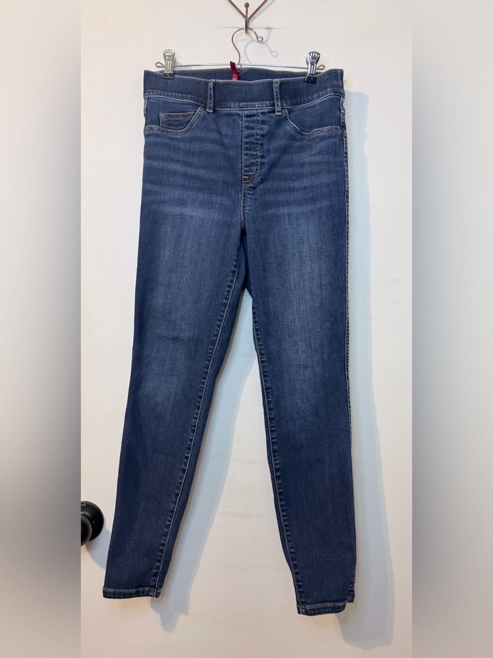 SPANX Ankle Skinny Jeans Size M Medium Midnight Shade Dark Wash Pull-On Shaping - Picture 3 of 10